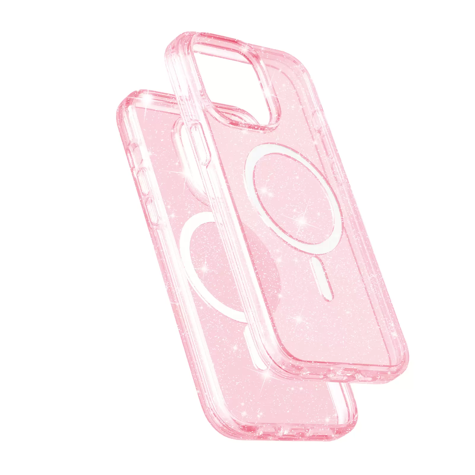 iPhone 16 Fleck Glitter Case MagSafe Clear Pink